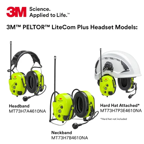 Miniatura 7 de 3M PELTOR LiteCom Plus Headset MT73H7P3E4610NA, protector auditivo se conecta al casco, radio de 2 vías, micrófono de voz con cancelación de ruido