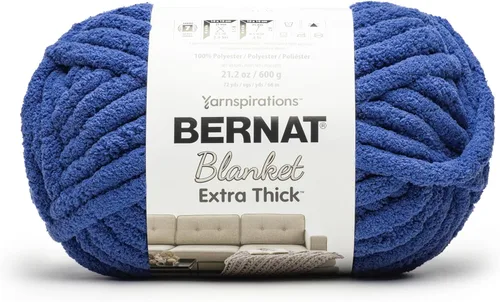 Miniatura 16 de Bernat - Hilo para manta extra grueso color niebla azul - 1 paquete de 21.12 oz/598.74 g - 100% poliéster - #7 Jumbo - 72 yardas - Hilo grueso