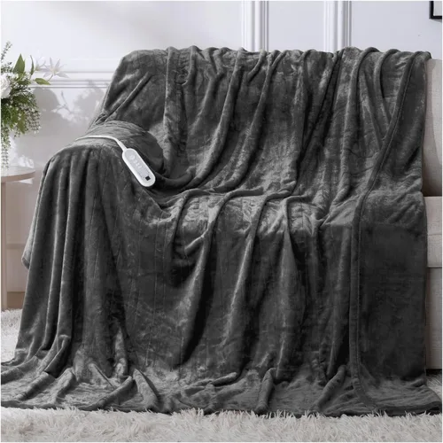 Manta Térmica Eléctrica Tamaño Full 72''x84'', Manta Térmica de Franela de Doble Capa con Apagado Automático de 10 Horas y 8 Ajustes de Calor, Manta