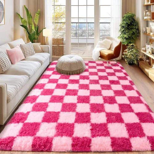 Miniatura 235 de Alfombras de área de 8x10 para sala de estar, alfombra shaggy grande ultra suave y esponjosa para dormitorio, alfombras de felpa mullida Blanco crema