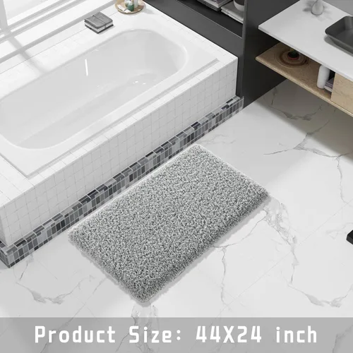 Miniatura 132 de Yimobra Alfombra de baño de felpa esponjosa, súper lanuda suave, cómoda, antideslizante, absorbente de agua, alfombra de baño de microfibra que se