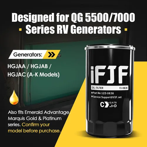 Miniatura 2 de iFJF 122-0836 Filtro de aceite de repuesto para RV QG 5500/7000 Serie HGJAA HGJAB HGJAC de giro que reemplaza 01220836 B7238 PH2875 PH10027