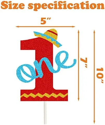 Miniatura 5 de Fiesta Uno One Cake Topper Taco Mini Sombrero Sombrero 1er Cumpleaños Decoración de Pastel para Fiesta Mexicana Niños Niñas Un Año de Edad Fiesta