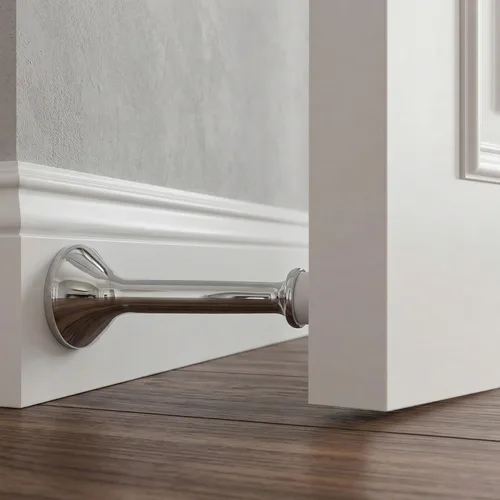 Miniatura 6 de Triumph Hardware Tope de puerta rígido sólido de 3 pulgadas con punta de goma suave, tope de puerta sólido de metal de aleación de zinc para Cromado