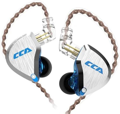 CCA C12 - Monitores auditivos 5BA 1DD híbridos HiFi IEM auriculares con aislamiento de ruido estéreo con cable para músicos, audiófilos, cantantes DJ