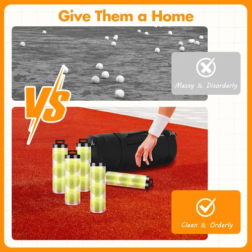 Miniatura 5 de kowaku Lata de pelota de tenis, tubo de tenis con tapa, contenedor portátil para pelotas de almacenamiento para accesorios de entrenamiento de golf
