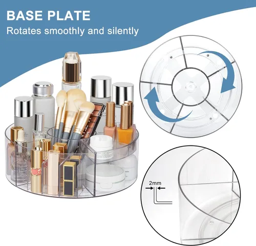 Miniatura 4 de Organizador de maquillaje giratorio de 360°, plato giratorio transparente de 10 pulgadas, organizador Lazy Susan para tocador, encimera de baño