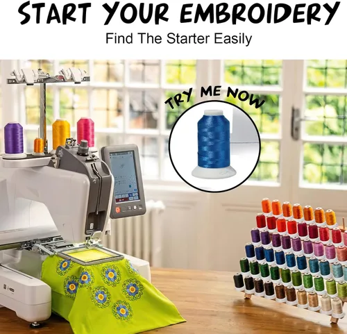 Miniatura 6 de Simthread Kit de hilo de poliéster de 42 piezas, 40 colores (1,640.4 ft) + blanco y negro (16,404.2 ft) para máquinas de coser y bordar