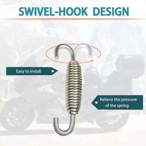 Miniatura 3 de Muelles de motocicleta: Muelles de tubo de silenciador de acero inoxidable con ganchos, 2.283 in para motocicleta, scooter, motos de nieve, ATV
