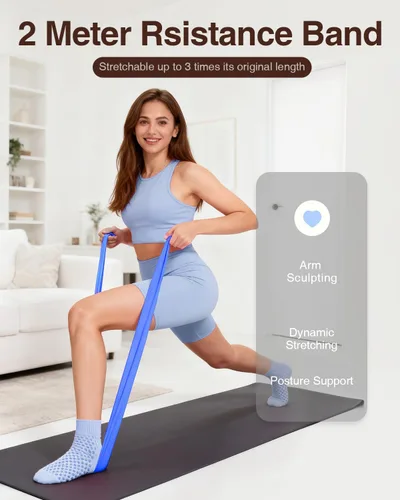 Miniatura 7 de Kit de Pilates para mujeres para entrenamiento en casa, equipo de Pilates juego de anillo y pelota con 3 bandas de resistencia de tela, pelota
