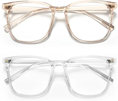 Miniatura 14 de Oversized Square Blue Light Blocking Glasses for Women Men, Anti-Fatigue Computer Monitor Glasses Reduce Eye Strain Negro+marrón transparente