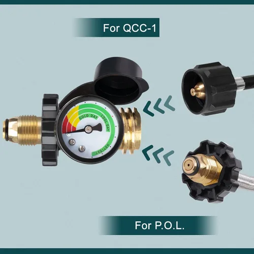Miniatura 4 de GASPRO Medidor universal de tanque de propano, se adapta a cilindros de tanque de propano de 5 a 100 libras, adaptador de propano con conexión POL