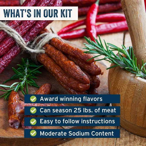 Miniatura 3 de Kit de salchicha de verano con ajo de PS Seasoning - Incluye mezcla de condimentos para salchichas, cura y fundas para hasta 25 libras de carne