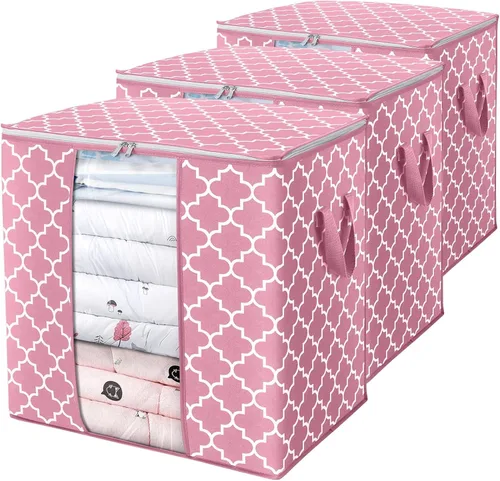 Miniatura 29 de WISELIFE Bolsas de Almacenamiento [3 Unidades/100L] Contenedores Grandes de Organización y Almacenamiento de Mantas y Ropa para Edredones, Ropa