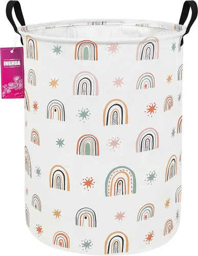 Miniatura 7 de Cesta de lavandería grande de tela de lona ligera, cesta de almacenamiento para juguetes, ropa sucia plegable, impermeable, para dormitorios