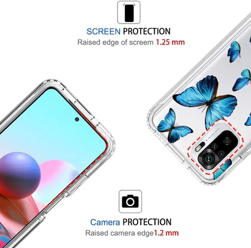 Miniatura 2 de Funda para Redmi Note 10 (4G)/Note 10S M2101K7BG con protector de pantalla de vidrio templado, suave 360 cuerpo completo a prueba de golpes