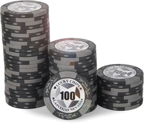 Miniatura 12 de ORIENGEAR Fichas de póquer profesionales, 50 fichas de póquer de 0.49 oz compuestas con denominación clara, fichas numeradas para juegos de cartas