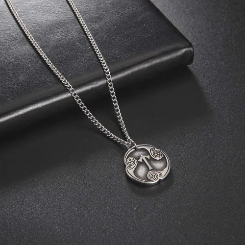 Miniatura 5 de TEAMER Collar con colgante de amuleto de acero inoxidable de 24 runas de los vikingos nórdicos, joyería con símbolo de la suerte y la bendición