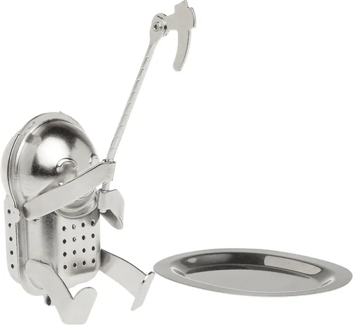 Miniatura 7 de HIC Kitchen Infusor de té con bandeja de goteo, almohadilla de rana y lirio, acero inoxidable 18/8 y plástico