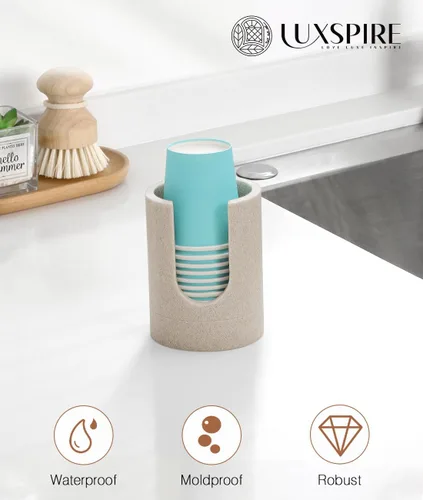 Miniatura 2 de Luxspire Dispensador de Vasos para Baño, Dispensador de Vasos Dixie de 3oz, Portavasos Dixie de Resina, Portavasos de Papel Desechable para Baño