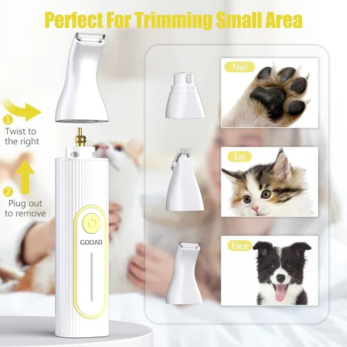 Miniatura 6 de Cortapelos para perros para aseo, kit de aseo para perros pesados y gruesos/afeitadora inalámbrica recargable de bajo ruido con recortador