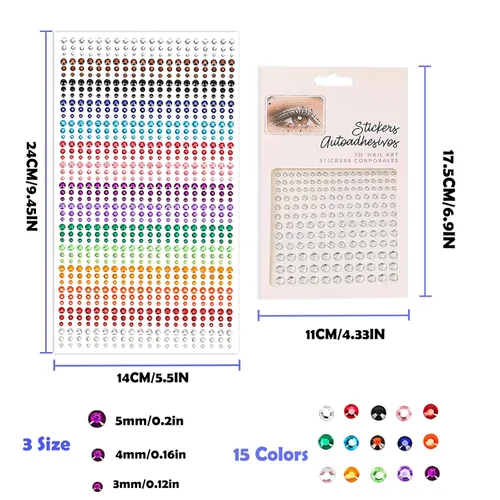 Miniatura 3 de NOOEPC Gemas Faciales Gemas para Cabello, Joyas Autoadhesivas para la Cara Joyas para Ojos Diamantes de Imitación 3/4/5/6 mm Gemas Faciales DIY