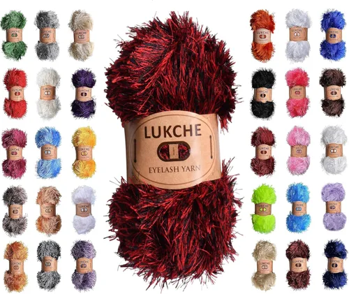 Miniatura 52 de Hilo de Pelo de Pestañas de Diversión de Lana de Felpa Premium 100% Poliéster 164 Yardas (150 Mt), 3.53 Oz (100 Gr) Hilo de Crochet Colorido DIY