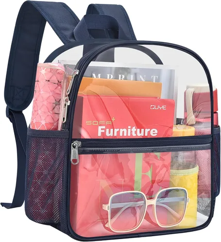 Miniatura 14 de Busiuw Mochila Transparente para Eventos de Estadio 12x12x6 Mini Pequeñas Mochilas Deportivas para Fanáticos, Aguamarina