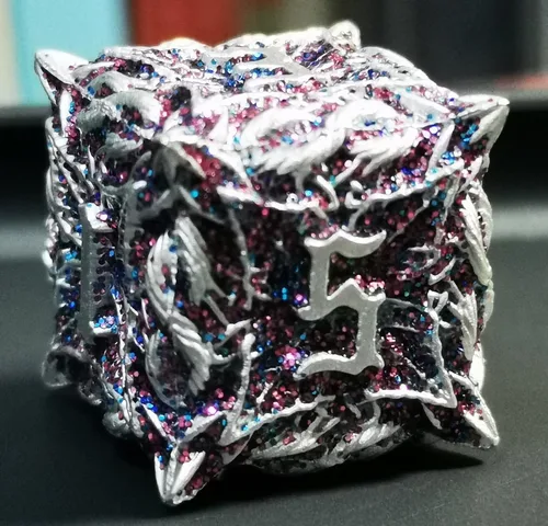 Miniatura 10 de Juego de dados de metal con hojas de vid mágicas huecas, juego de 7 dados para juegos de rol, dados de D&D Dungeons and Dragons