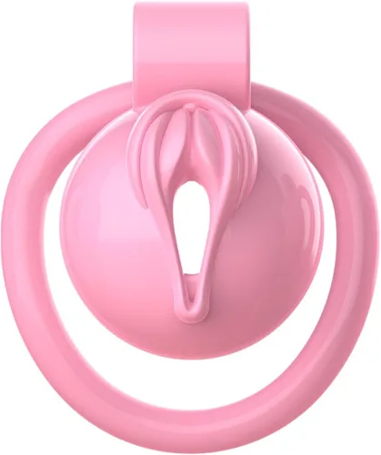 Jaula de castidad masculina rosa – Jaula para pene con 5 anillos, resina transpirable, diseño de nailon ligero, equipo de bondage y accesorios para