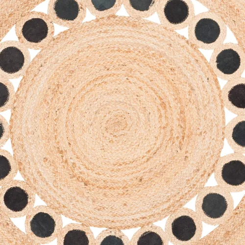 Miniatura 6 de SAFAVIEH Natural Fiber Round Collection NF370Z - Alfombra redonda de yute y cuero de 3 pies, hecha a mano, color beige y negro