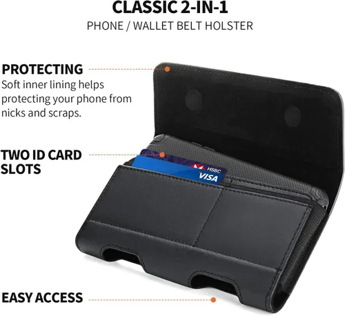 Miniatura 2 de BECPLT Funda Holster para Samsung Galaxy S25 S24 S23 S22 5G S21 5G, para iPhone 17 Pro 17 16 15 Pro Funda de Cuero Tipo Bolsa Holster con Clip