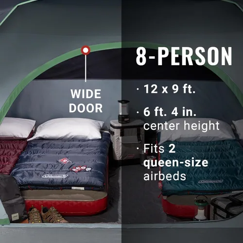 Miniatura 2 de Coleman Tienda Skydome con configuración en 5 minutos, tienda resistente al clima para 2/4/6/8 personas con toldo para lluvia y bolsa de transporte