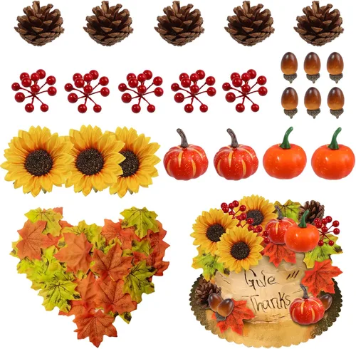 RAYNAG 73 piezas de decoración de pastel de otoño, decoración de pastel de Acción de Gracias, otoño, Halloween, festivales, decoración de pasteles,