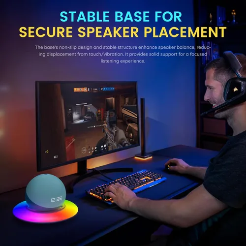 Miniatura 5 de Dream Color - Base de altavoz con luz LED, soporte de escritorio, compatible con Echo Dot (5ª generación), Echo Spot, HomePod Mini, Echo Dot