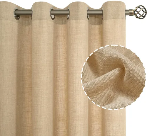 Miniatura 40 de LAMIT Cortinas de Lino Blancas Semitransparentes para Dormitorio, Paneles Filtrantes de Luz, Cortinas de Lino con Ojales de Protección de Privacidad