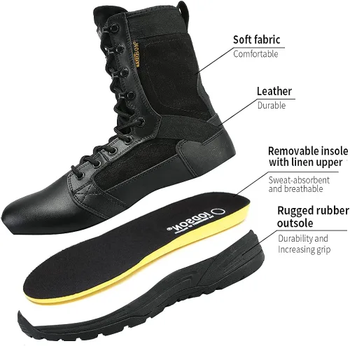 Miniatura 2 de IODSON Botas de combate ultraligeras para hombre, botas militares transpirables, zapatos de entrenamiento de fuerza especial, botas tácticas, botas