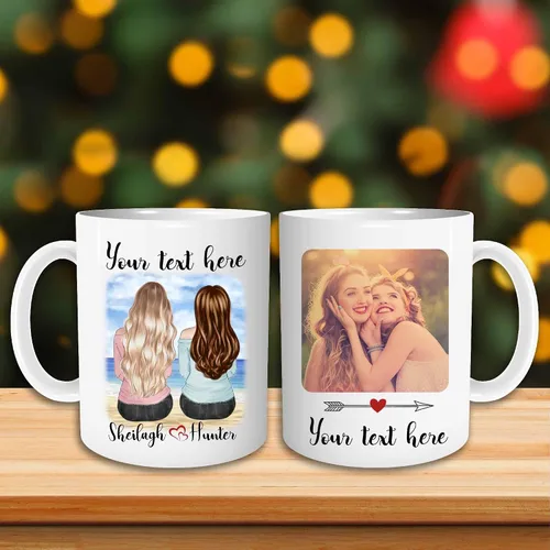 Taza de café personalizada para mejor amiga para mujer, taza personalizada con imagen, texto, nombre, tazas de la amistad, regalo para mejores
