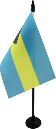 Miniatura 4 de Bandera de mesa de Anguila de 4 x 6 pulgadas, bandera de escritorio británica de Anguila, 5.9 x 3.9 in, palo y base de plástico negro AZ FLAG