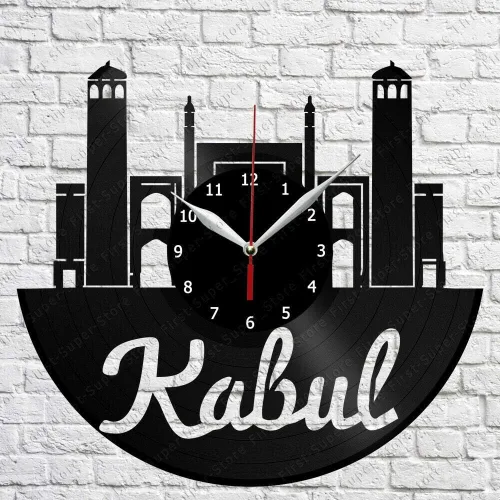 Kabul - Reloj de pared de vinilo LP Record decoración del hogar, hecho a mano, regalo de personalidad (tamaño: 12 pulgadas, color: negro)