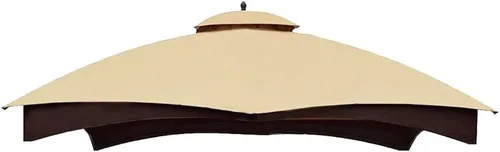Miniatura 8 de Hugline Toldo de repuesto para exteriores, cubierta de techo de doble nivel para cenador Lowe's Allen Roth de 10 x 12 pies, #GF-12S004B-1 (Caqui)