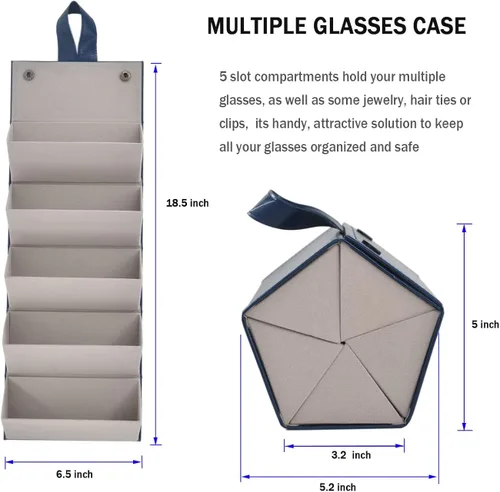 Miniatura 4 de Soporte organizador de almacenamiento de gafas de sol plegable con 5 compartimentos de ranura para múltiples lentes