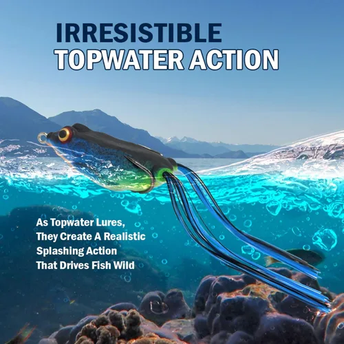 Miniatura 5 de Reaction Tackle Ranas de cuerpo hueco para pesca de lubina, señuelo ultra realista sin malas hierbas para lubina, cabeza de serpiente, lucio y más