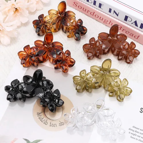 Miniatura 10 de AHONEY 6 pinzas de garra con flores, pinzas para el cabello lindas para mujeres, pinzas de sujeción fuerte, pinzas de garra para el cabello