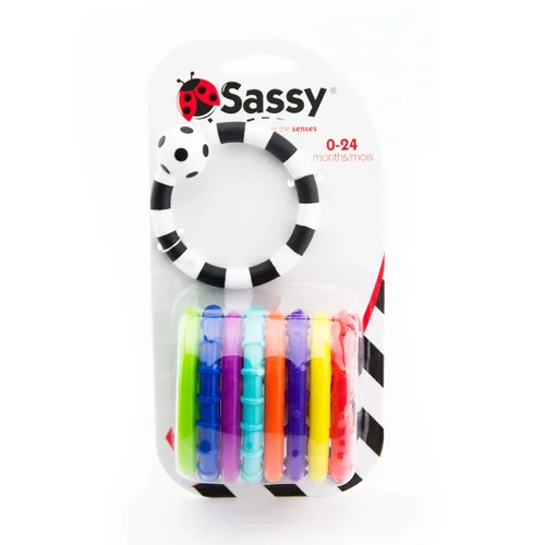 Miniatura 3 de Sassy Ring O Links - Juego de 9 piezas, eslabones para cochecito o asiento portador, 0+ meses