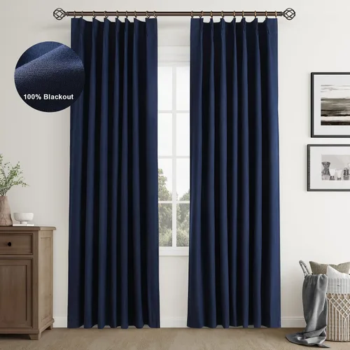 Miniatura 17 de Joywell Cortinas plisadas de lino 100 % opacas de 84 pulgadas de largo, cortinas con pestañas traseras para oscurecer la habitación con ganchos