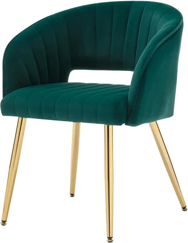 Miniatura 19 de Westice Juego de 1 silla de escritorio de terciopelo para oficina en casa, sillas modernas copetudas con patas de metal dorado, sillón tapizado