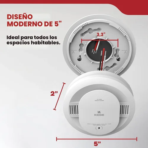 Miniatura 8 de Kidde Detector de humo, cableado con batería de reserva de 10 años, interconectable, luces de estado LED, alarma de 85 dB, 5 pulgadas, 20SA10