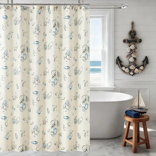 Miniatura 17 de Cortina de ducha náutica azul aviación, cortina de ducha de tela, cortinas de ducha azul marino para baño, cortinas de baño impresas, cortinas