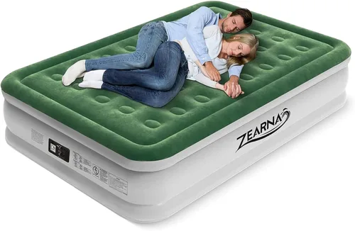 Miniatura 10 de Zearna Colchón de aire tamaño completo con bomba incorporada, 18" de altura, cama de aire cómoda elevada, colchón hinchable mejorado con parte Verde